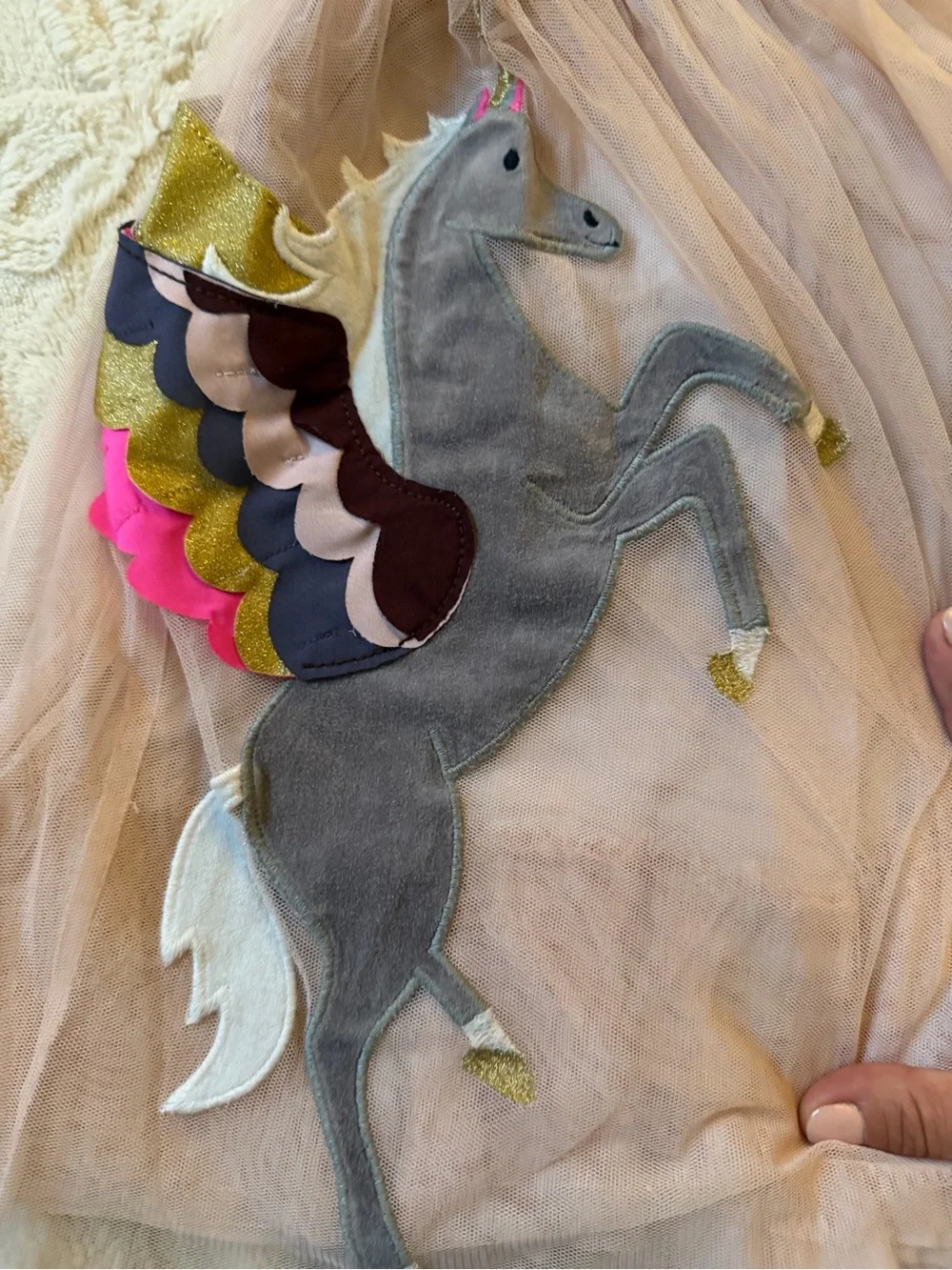Mini Boden Pink Velvet & Tulle Unicorn Dress
